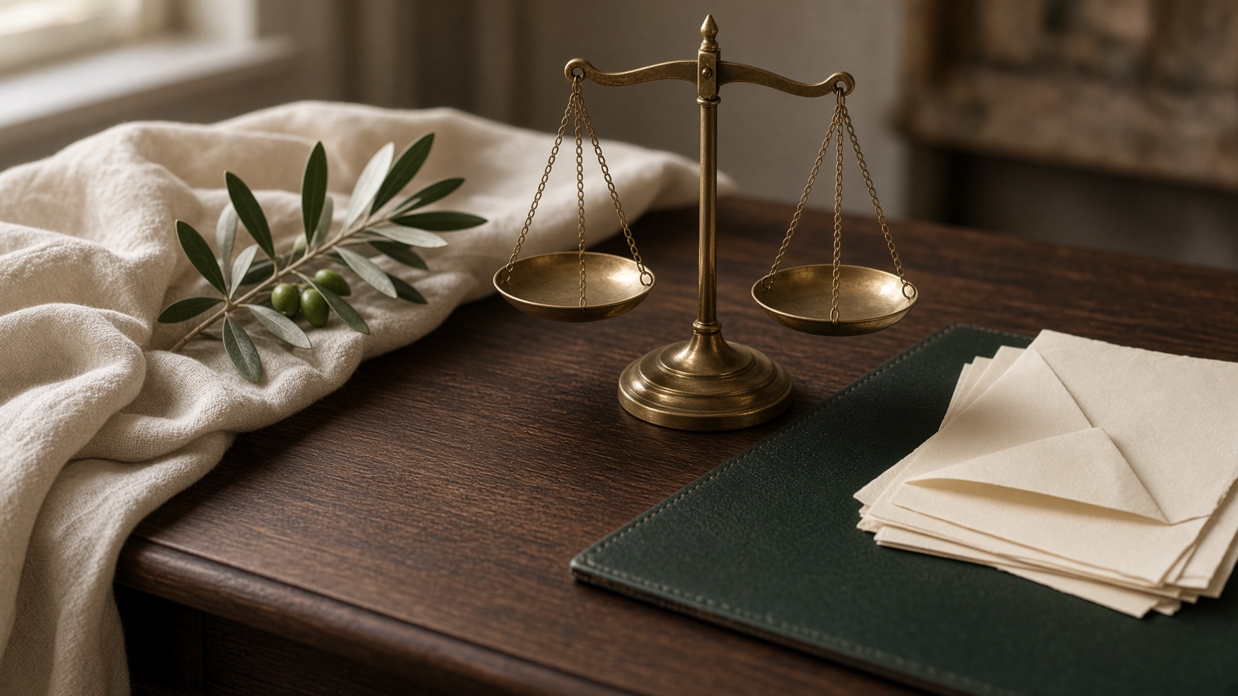 Brass scale on a desk